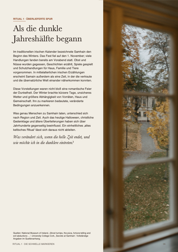Beispielseite mit historischer Einordnung eines Herbstbrauchs