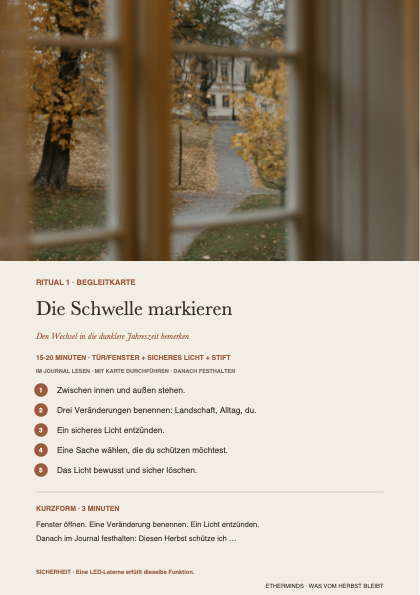 Druckerfreundliche A5-Ritualkarte Die Schwelle markieren